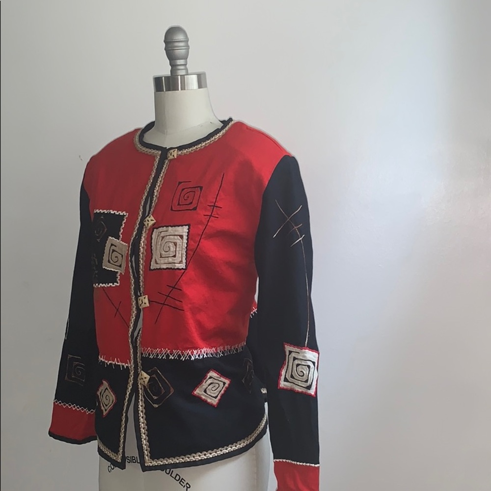 Vintage Red & Black Patchwork Jacket - image 3